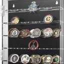 Military Challenge Coin Display Case, Acrylic Challenge Coin Holder, Clear Coin Display Stand for Collectors, Wall Mount Rack , Coin Case Box fits Medals, Badges