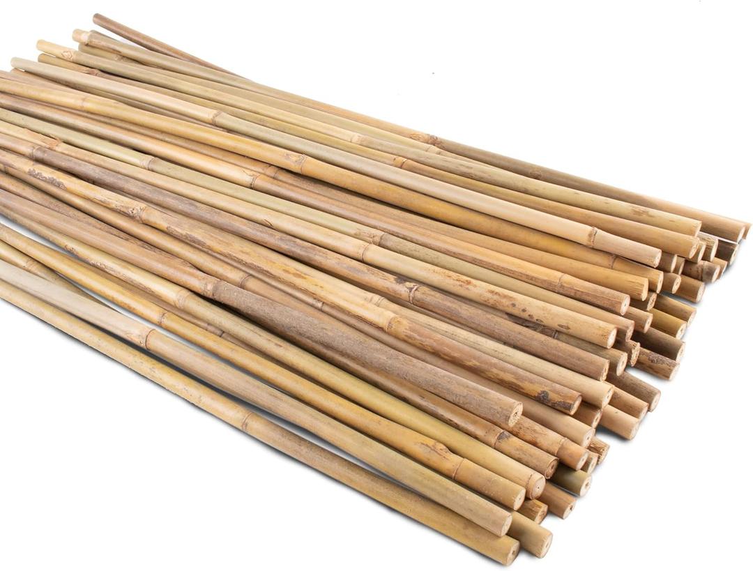 50Pcs Garden Stakes, 0.32/16 Inch Bamboo SticksNatural Plant Stakes for Indoor and Outdoor PlantsPoles for Tomatoes, Beans, Potted Plants (16In,Pack of 50)