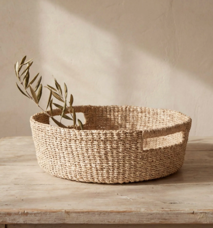 Handwoven small straw basket vintage, Hand wicker basket
