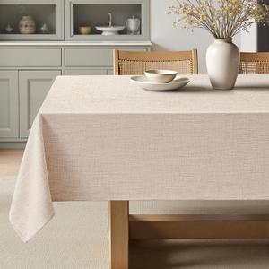MIULEE Ivory Linen Polyester Tablecloth 52x70 Inch Spring Rectangle Table Cloth Waterproof,Stain Resistant for Dining Party Wedding