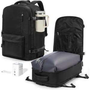 VGCUB Vacuum Backpack Travel with Pump Vacpack System Storage Carry on Work Laptop Business Waterproof College Compression Personal Item Daypack Backpacks for Women Men Black