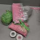 Sweetude 24 Pcs Pink Green Witch Party Favor Goodie Bags PVC Clear Candy Treat Bags with Handles Raffia Rope Birthday Party Gifts Decorations Supplies for Girl Woman Lady