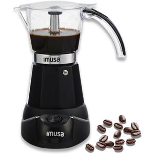 IMUSA 6 or 3 Cup Electric Espresso Maker with Cool-touch Handle, Black