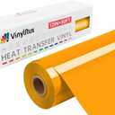 VinylRus Heat Transfer Vinyl-12 x 50ft Yellow Iron on Vinyl Roll for Shirts, HTV Vinyl for Silhouette Cameo, Easy to Cut & Weed