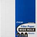 Top Flight Filler Paper, 8.5 x 11 Inches, Wide Rule, 200 Sheets (12803) White