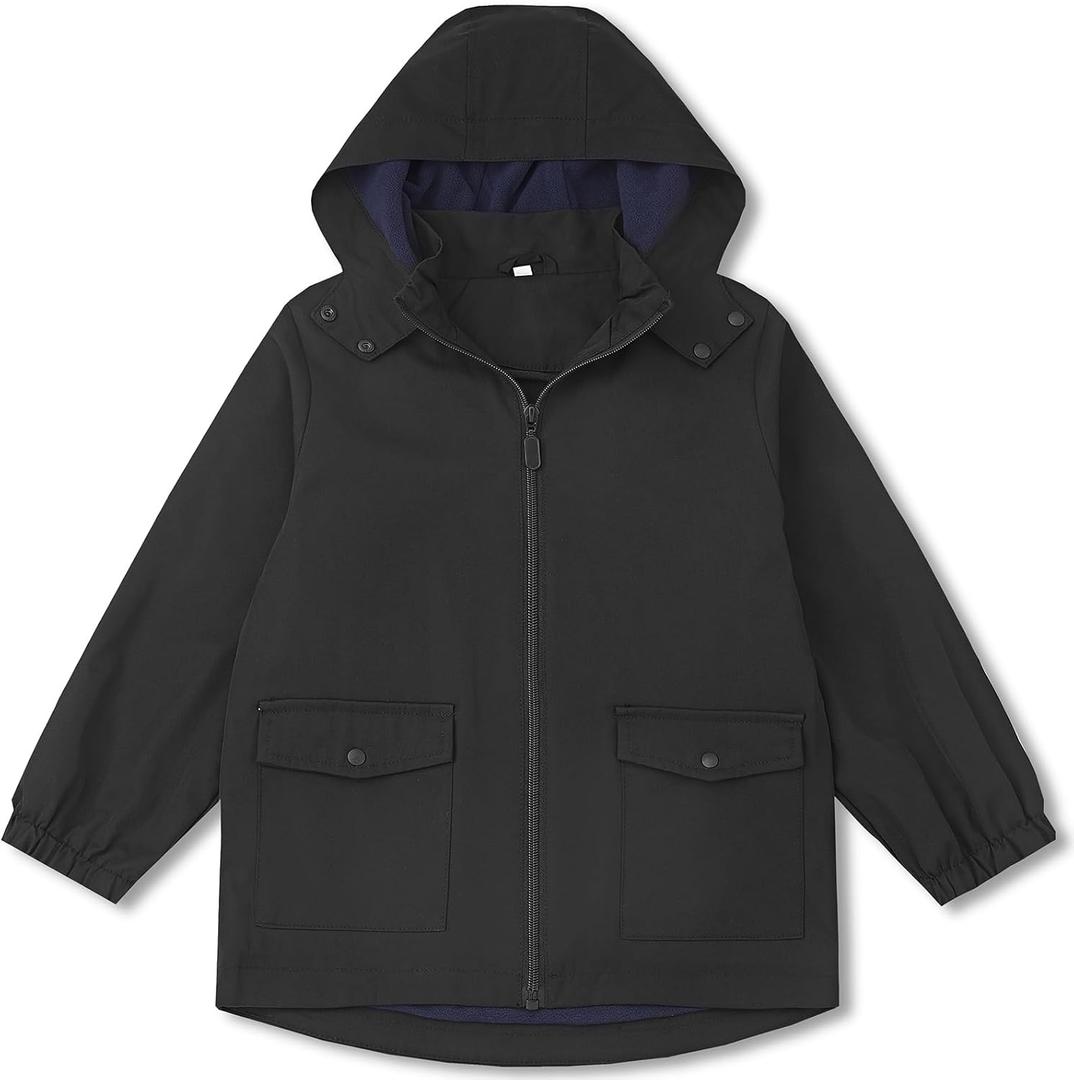 Boys Girls Waterproof Hooded Jackets Lightweight Soft Lining Kids Windbreaker Rain Coats (8-9 Years)