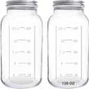 eleganttime 128 oz Mason Jars Extra Wide Mouth 2 Pack, 1 Gallon Glass Large Jars with Airtight Lid, Safe for Food Storage,Curing, Fermentation and Preservation