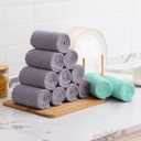 Mordimy 24 Pack Kitchen Cloths Dish Towels (10" x 10", Grey & Green), Super Soft and Absorbent Dish Cloths, Coral Velvet Microfiber Cleaning Cloth, Nonstick Oil Fast Dry Dishcloths