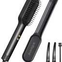 PLAVOGUE Ionic Hair Straightening Brush with Hot Air Function, Dual Voltage 30s Fast Heating, Anti-Scald & Auto Shutoff, Rotating Cord for Frizz Control & Salon Styling at Home