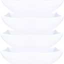 PLASTICPRO Disposable 128 ounce Square Serving Bowls, Party Snack or Salad Bowl, Extra Large Plastic Elegant White Pack of 4