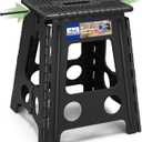 ACKO Folding Step Stool Foldable 16 Inch Stools for Adults and Kids, Plastic Stools Tall 400 lbs Capacity, Collapsible Stool for Kitchen Stepping Foot Stool with Handle, Dot Black,1 PC