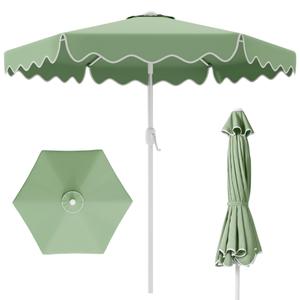 AreShark 9FT Outdoor Patio Umbrella with Wavy Trim (Pale Green)