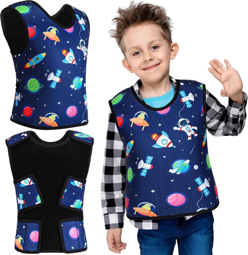 Janmercy Compression Vest for Kids Boys Soft Breathable Compression Vest Girls Cute Comfort for Back to School Children(Outer Space,Medium)