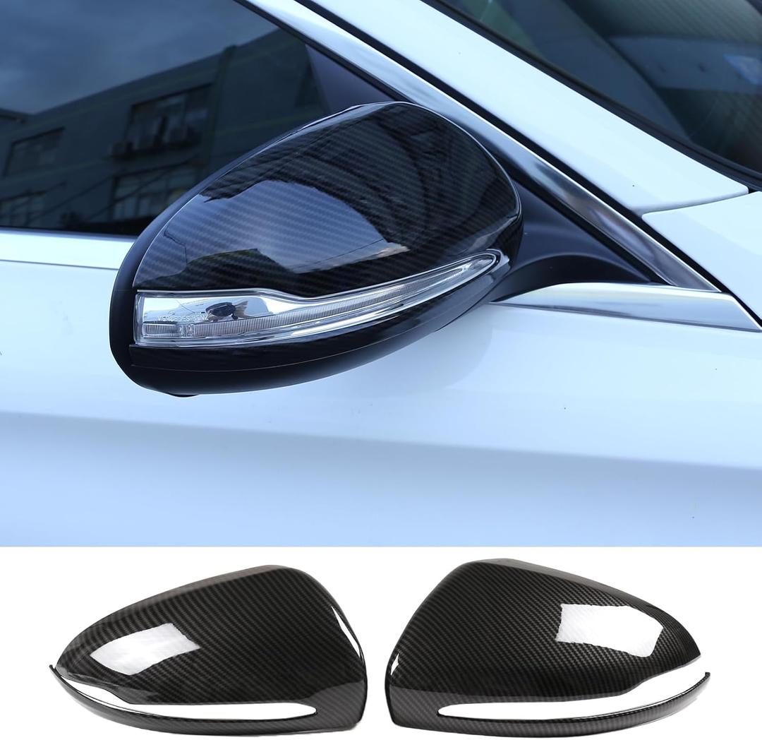 2PCS Car Rearview Mirror Cover Trims Compatible with Mercedes Benz C E S GLC Class W205 W213 X253 W222 Car Exterior Door Side Rear View Mirror Protector Cover ABS Accessories (Carbon Fiber)