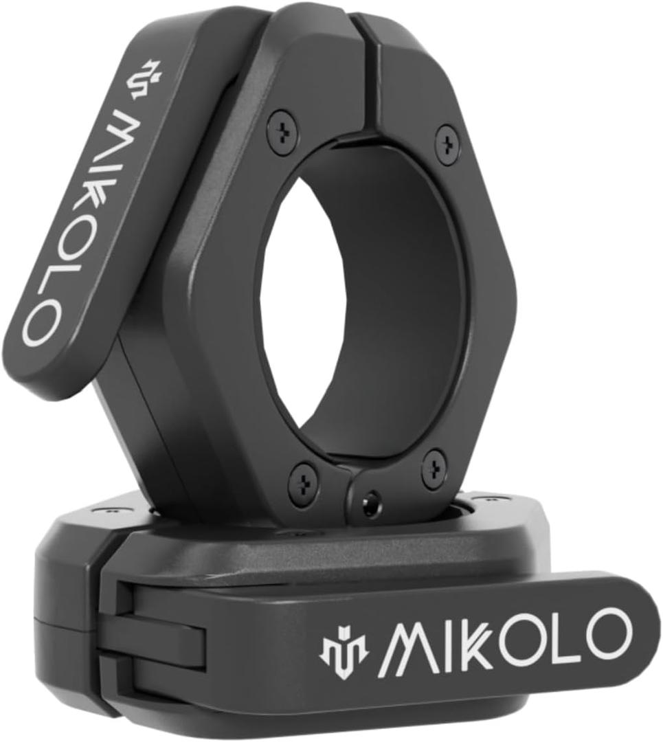 Mikolo Barbell Clamps,2-Inch Olympic Barbell Clips with Anti-Slip TPR Lining and Quick Release for Home and Gym Use (Black)