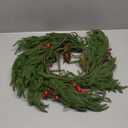 Hollyone 6FT Norfolk Pine Garland Real Touch Winter Pine Garland with Red Berry Christmas Garlands Artificial Greenery for Table Mantle Wall Indoor Outdoor Mantle Holiday Christmas Home Decor
