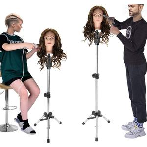 GOTOTOP Mannequin Head Tripod Stand,Wig Tripod Stand Mannequin Head Tripod Stand Adjustable Hairdressing Training Head Rack Hair Mannequin Head Holder for Salon