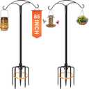 85 Inch Shepherds Hooks for Outdoor,Heavy Duty Shepherds Hooks for Outdoor with 5 Prong Base, Adjustable Stand Hanger for Garden Plant, Hummingbird Feeder, Lantern, Hanging Wedding Decor (2 Pack)