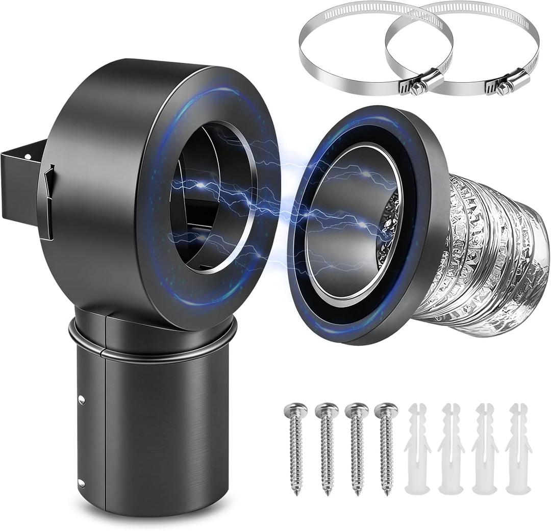 90Magnetic Dryer Vent Coupling-Quick Connection and Disconnection Strong Magnet Self-Alignment Design Quick-Installation Dryer Magnetic Vent Connector Dryer Vent Connector Kit(Space Gray)