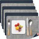 Myir JUN Placemats Dual Sided, Faux Leather Place Mats Set of 6 Indoor Placemat for Dining Table Outdoor Place Mat Manteles Individuales Square Non-Slip Washable Table Mats (Gray Blue, Set of 6)