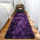 Fluffy Runner Rug for Bedroom Living Room, 2x6 Purple Bedside Rugs, Faux Fur Shag Modern Carpet Ultra Soft Girls Boys Room Home Decor, Tie-Dyed