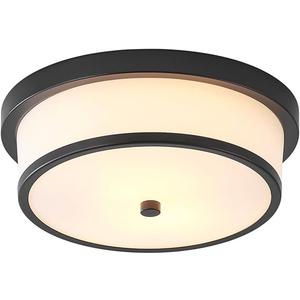 12 inch Flush Mount Ceiling Light, 2-Light Close to Ceiling Light Fixtures with Black Finish for Bathroom Bedroom Kitchen Hallway (Black)
