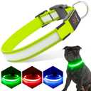 PZRLit LED Light Up Dog Collars Micro USB Rechargeable Waterproof, Full Adjustable Lighted Glow Dark Dog Collar Light for Night Walking for Small Medium Large Dogs, Green