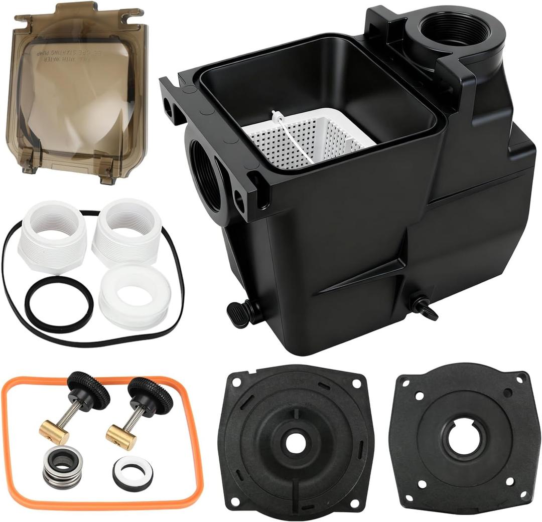SPX1620AA Pump Strainer Housing 2-Inch by 2-Inch Compatible with Hayward Super Pump SP1600X SP2600X Series w/Seal Plate, Mounting Plate SPX1600F5 SPX2600E5, Strainer Basket and Seal Kit
