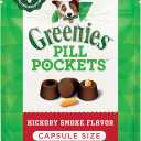Greenies Pill Pockets for Dogs Large Size, Dog Treat Pouch for Capsule Medication, Hickory Smoke Flavor, 15.8 oz. Pouch (EXP 12/12/26)