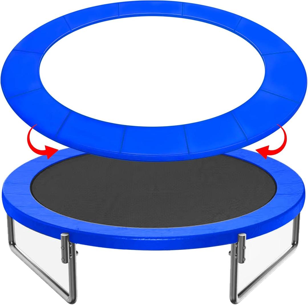 12FT 14FT 15FT Trampoline Pad Replacement Upgraded Trampoline Spring Cover, 16FT Foam Trampoline Safety Padding Round, Waterproof Tear-Resistant, No Holes for Pole (Blue)