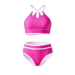 Kdwdvbn Bikini Sets for Teens Piece Adjustable Shoulder Strap Color Block Rose Red Cute Clothes for Girls 10-12 (Pink)