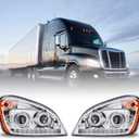 Silver Projector Haloge Headlights Fit For Freightliner Headlights for Cascadia 2008-2017,Replacement Headlamp DOT and SAE Approved