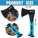 10 Outdoor Hatchet Forged Carbon Steel Heat Treated Hand Tool, Fiberglass Shock Reduction Handle with Anti-Slip Grip, Blue