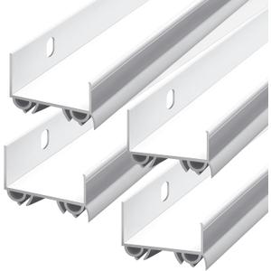 4 Sets Door Sweep Plastic PVC 1 3/4" x 36" Slide on Bottom Exterior Door Seal Strip for Weather Stripping Draft Stopper (White)
