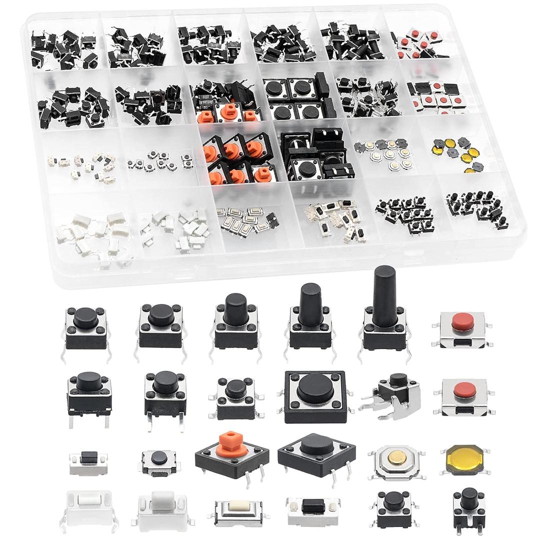 QTEATAK 240 Pcs 24 Value Micro Momentary Tactile Push Button Switch Tact Assortment Kit