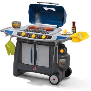 Step2 Sizzle & Smoke BBQ Grill Playset, Indoor/Outdoor Interactive Play with Sounds and Effects, Toddlers 3+ Years Old, 15 Piece Toy Accessories