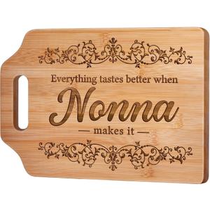 AceThrills Nonna Gifts for Nonna Christmas from Grandkids - Engraved Bamboo Cutting Board 12.3"L x 8.7"W x 0.4"Th