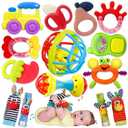 Baby Toys 0-6 Months - Baby Rattles Teething Toys 3-6 Month Infant Toys 6-12 Months Teether Toy 3 4 5 6 Month Old Newborn Essentials Must Haves Wrist Socks Toddler Stocking Stuffers Christmas Gifts