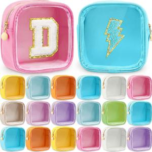 Kacctyen 20 Pcs Mini Makeup Bags Bulk Nylon Cosmetic Bags for Purse PVC Small Clear Square Pouch with Zipper Blank Coin Purses for Women mother Travel Toiletry Essentials(Clear,Multicolor)