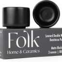 Folk Ceramics Leonard Ceramic Espresso Cups | Modern Stackable Demitasse Mugs for Espresso | Thick Walled, Handleless, Durable, Dishwasher & Microwave Safe | Set of 2, 3oz | Matte Black