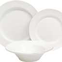 COLLECTIVE HOME Luxurious Gold-Edged Ceramic Dinnerware Set with Embossed Lettering, Including Soup Bowl, Shallow Plate, and Large Plate  Perfect for Weddings, Anniversaries, and Elegant Dining (M)