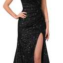 Sequin Prom Dress One Shoulder Elegant Dresses for Women Formal Party Evening Maxi Gala Outfits, Large