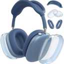 MOLOPPO 3 in 1 Case Cover for AirPods Max, Clear TPU Ear Cup/Silicone Earpad Case/Headband Cover, Anti-Scratch Accessories Set Compatible with Apple for AirPods Max 2/1 (2026/2024/2020), Blue