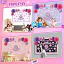 2 x Eersida 88 Pcs Pink Disco Bulletin Board Decorations with Paper Fans Back to School Classroom Bulletin Board Set Musical Note Record Bow Cutouts for Holiday School Wall Door Decor (Pink Disco)