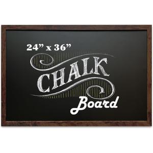 Loddie Doddie Magnetic Chalkboard & Magnet Board - 24 x 36in Rustic Wood Frame - Stain-Resistant Chalkboard Signs - Magnetic Photo & Note Display Board - Easy-Hang Wall Decor & Chalk Calendar