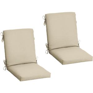 Arden 2-Pack Outdoor Patio Dining Chair Cushion, 20x44, Rain-Proof Seat Pad, Fade-Resistant Outdoor Cushion Tan Leala Polyfill, 2 Pack, Tan Leala
