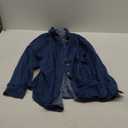 Astylish Women's Western Denim Shacket V Neck Button Down Chambray Shirt Oversized Long Sleeve Blouse Travel Top Navy Blue X-Large