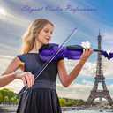 Crafteem 4/4 Full Size Fiddle Purple Colored Premium Violin Outfit for Beginners Adults Kids With 5 Color Fingering Tape- Handcrafted Student Beginner Violin. (Purple, 4/4 Full)