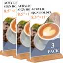 Acrylic Sign Holder 8.5 x 11 - 3Pack Acrylic Display Stands with Wood Base,Double Sided Picture Frames, Flyer Paper Holder,Small Business Essentials for Wedding,Centerpiece,Restaurants Office Store