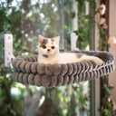 CHEERPALS Cat Window Perch for Indoor Cats Hammock for Window with Reversible Cushion, Foldable Cat Window Bed for Large Cats and Kittens(Grey, Large)